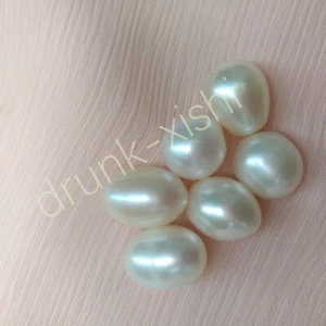 Hermosa perla blanca barroca medio perforada 6 piezas 10x13,5 mm AAA+ Akoya - Imagen 1 de 5