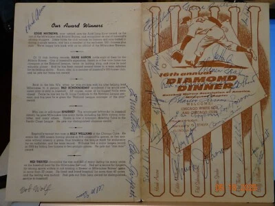 1969 Baseball Program 22x Signed Hank Aaron, Eddie Mathews, Warren Spahn more se - Image 1 of 4