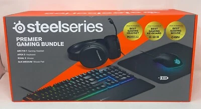 SteelSeries Premier Gaming Bundle: Arctis 1 Headset, Apex 3 Keyboard, Rival 3... - Image 1 of 4