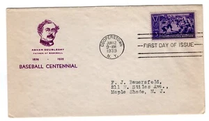 #855 Baseball Centennial 1939 FDC - Planty #46a Holland - Picture 1 of 2