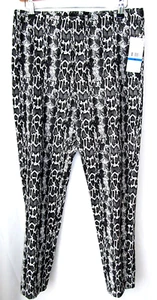 NWT Karen Kane XL Piper Pants Slim Leg Stretch Pull On Elastic Waist Black White - Picture 1 of 7