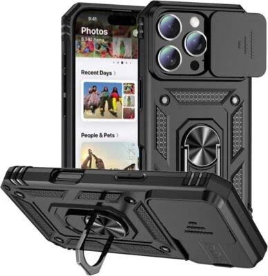 KK KENIK Hybrid Armor Ring Case For iPhone 16E 16 Pro Max 16 Plus 16 Pro Shockproof Stand