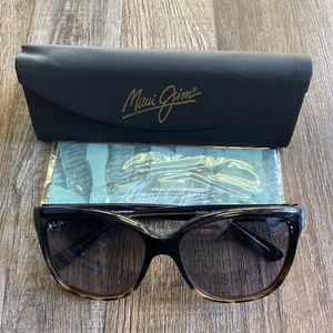 Maui Jim Starfish MJ 744-02T Cat Eye Black Sunglasses Black Polarized Lenses (B) - Picture 1 of 11