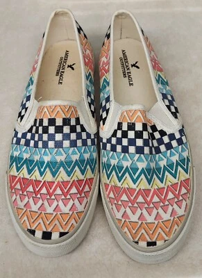 AEO American Eagle Multi-Colored Slip On Women's Size 8 Shoes w/ Rainbow Pattern - Image 1 of 4