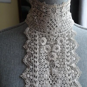 ANTIGUO ENCAJE Chemisette, Dickey, Cuello, Vestido de Encaje o Traje Inserto, Encaje Vintage - Imagen 1 de 7