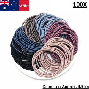 100x Large Rubber Hair Ties Black Multi Colour Elastic Ponytail Holder Australia - Picture 1 of 1