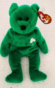 Ty Original Beanie Baby  "Erin"The Bear  Green with white Shamrock DOB 3/17/1997 - Picture 1 of 7