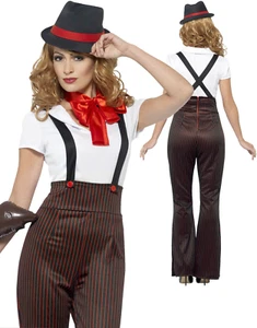 Ladies Glam Gangster Costume 1920s Mob Mafia Boss Womens Fancy Dress Outfit - Picture 1 of 6