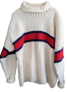 Vintage Sweater 100% Wool Incas Craft Heavywight L-XL Ecuador Colorblock Stripe - Picture 1 of 4