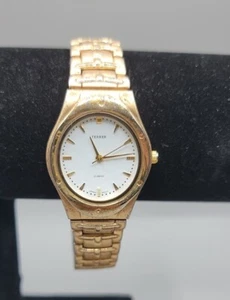 Vintage Terner Gold Tone Quartz Watch 30mm Dial 8.5" Gold Tone Band Bijoux Runs - Picture 1 of 11
