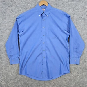 Brooks Brothers Madison blaues Herrenhemd Größe L 16-33 Supima Baumwolle FLECK - Bild 1 von 10