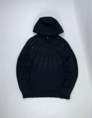 🚨 Neil Barrett Vintage Thunderbolt Lightning Sudadera con Capucha Negro Nopreno Hombre’s XL Foto 1 de 4