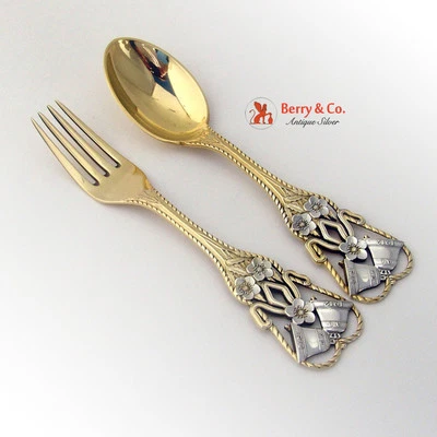 Christmas Bells Spoon and Fork Michelsen Sterling Silver 1912 - Image 1 of 4