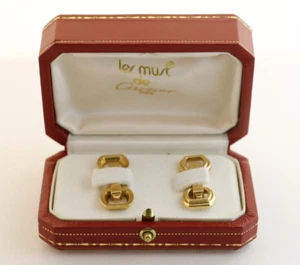 18K Yellow Gold AUTHENTIC Vintage Cartier Cufflinks Original Cartier Box 17.6g - Picture 1 of 4