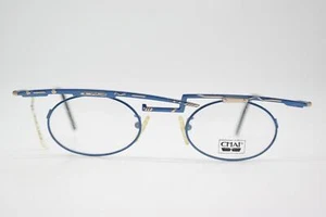 Vintage Brille Chai GD1 Blau Gold Oval Brillengestell eyeglasses - Picture 1 of 6