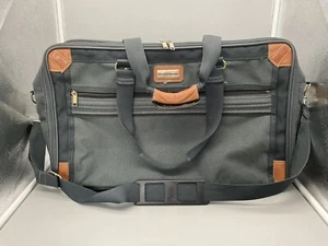 American Tourister Canvas Leather Carry On Shoulder Travel Overnight Suit Bag - Picture 1 of 13