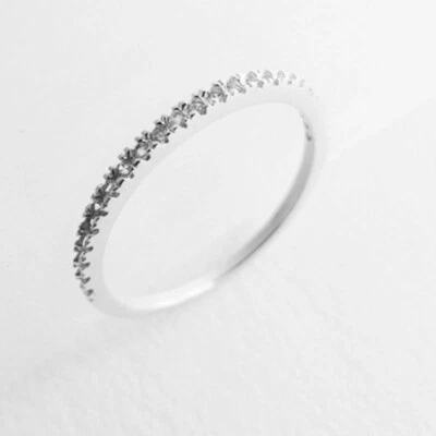 Anillo de compromiso ultrafino cola mujer boda oro blanco relleno circonita talla 4-9 Foto 1 de 4