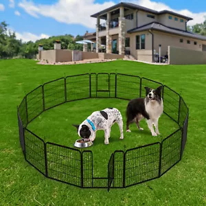 16 Platten 24 Zoll hoch Metall Hund Welpe Laufstall Zaun Innen/Außen Schwerlast Laufstall - Bild 1 von 5