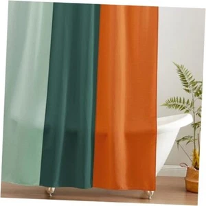 Colorful Waffle Weave Shower Curtain with Rustproof Metal Dark Teal/Orange - Picture 1 of 8