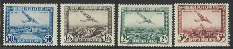 Belgium 1930 Airmail Set of 4 Stamps Scott C1/4 Michel 280/83 MUH 36-11* - Image 1 of 1