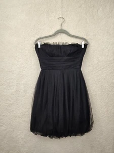 Vera Wang Women Dress 6 Black 100%Acetate Off the Shoulder Fit Flare Ruffle Mini - Picture 1 of 18
