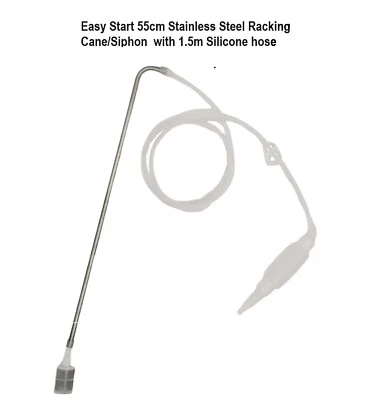 BREW WIZARD Easy Start 55cm Stainless Steel Racking Cane/Siphon With Silicone Hose & pump