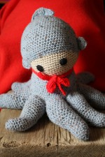 Sale!! handmade crochet squid plush octopus nursery soft toy decor ocean blue 