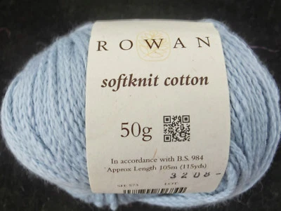 (130 €/kg): 50 g SOFTKNIT COTTON von Rowan, Fb. 573 China - Hellblau # 3598 - Bild 1 von 2