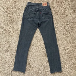 Levi's 501 Jeans Women's W24 Black Denim Button Fly Raw Hem Straight Leg - Picture 1 of 11