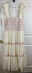 Nuevo Vestido Midi Para Mujer Madewell Lucie Calado en Niveles Sin Mangas XL Marfil Nuevo con Etiquetas - Imagen 1 de 4