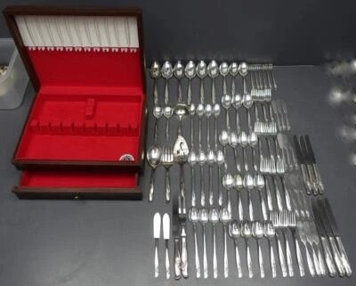 FLATWARE 82 piezas ROGERS plateado EXQUISITO servicio para 6 + EXTRAS + SERVICIO + CAJA Foto 1 de 4