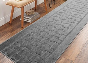 Non Skid, Hallway, Kitchen Runner Rug, Your Choice of Length, Anthracite Grey - Picture 1 of 7