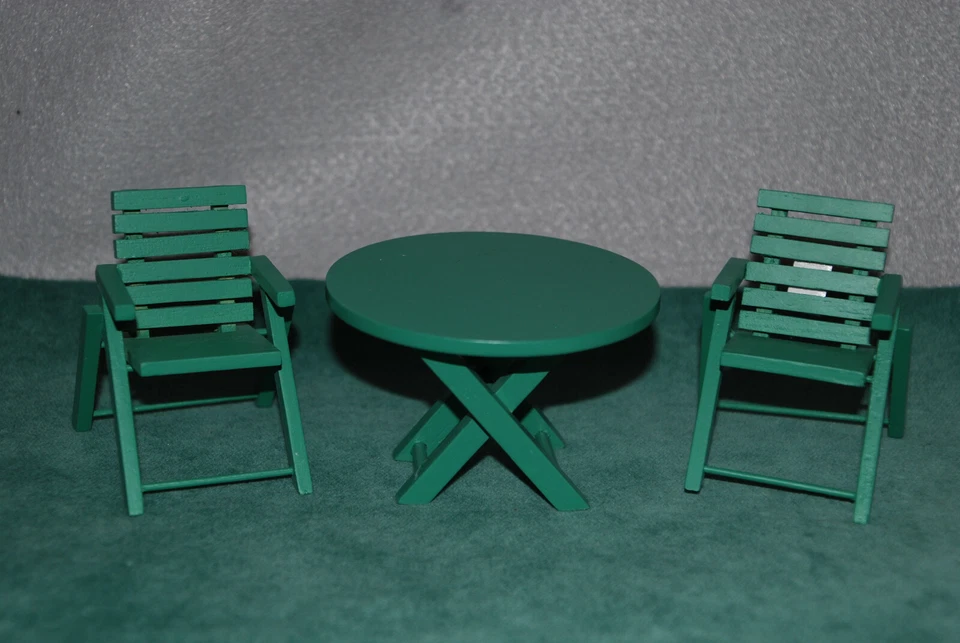 Новый миниатюрный открытый сад зеленый цвет патио набор круглый стол 2 стула  - Изображение 1 из 1