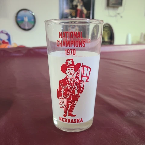 VINTAGE NEBRASKA CORNHUSKER FOOTBALL NATIONAL CHAMPIONS 1970 GLASS HARRY HUSKER Cover