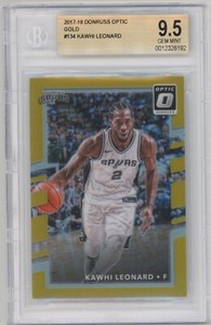 2017-18 Panini Donruss Optic Kawhi Leonard Gold PRIZM #09/10 BGS 9.5 Gem