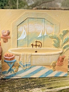 OOAK VERY RARE C Winterele Olson Original Signed 3D Art CLAWFOOT TUB Bath ❤️m9 - Picture 1 of 12
