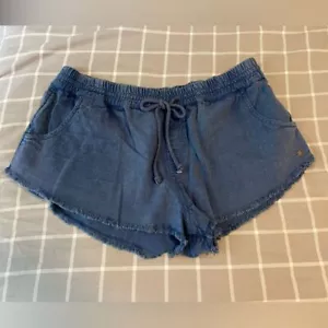 NWT ROXY Womens XL Scenic Route Blue Tie Cotton Shorts - Picture 1 of 7