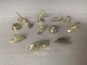 Monopoly Deluxe Edition Game Parts 12 Gold Tone Tokens Money Bag - 1998 Hasbro - Picture 1 of 2