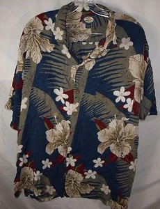 TOMMY BAHAMA Palm Hawaiian Aloha Hibiscus Button Up Men's L - Picture 1 of 4
