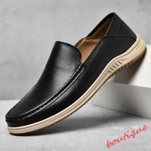 Mocasines informales para conducir para hombre mocasines de cuero genuino zapatos sin cordones para barco centavo - Imagen 1 de 16