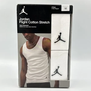 Jordan Uomo Confezione 2 Canotte Flight Base Cotone Elasticizzato Costine - Bianco - Medium 38-40 - Foto 1 di 6
