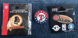 American sport badges x 3 Football Baseball Redskins Texas Rangers etc. - Picture 1 of 1