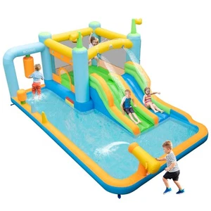 Inflatable Water Slide Giant Kids Bounce House Park Splash Pool without Blower - Picture 1 of 10