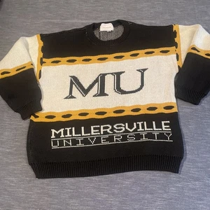 Leoniak Millersville University MU Maurauders funky knit vintage sweater adult M - Picture 1 of 7