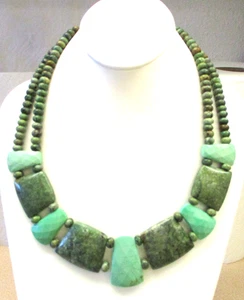 Collana stazione Jay King .925 argento OPALE VERDE E VARISCITE 18" GRANDE E AUDACE nuova con etichetta - Foto 1 di 3