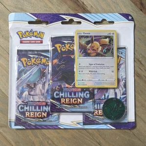 Pokemon TCG Chilling Reign 3 Pack Blister Eevee Promo Sealed - Bild 1 von 2