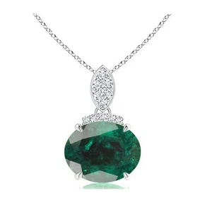 1,15Kt Natürlich Smaragd IGI Zertifiziert Diamant Anhänger 585er Im Weißgold - Bild 1 von 2
