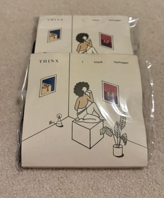 THINX Black Hiphugger Leakproof Period Panties Size Large 2-Pack NWT - Image 1 of 2