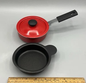 Red Single Egg Poacher Pan 3 Piece Non-Stick Poaching Double Boiler - Picture 1 of 7