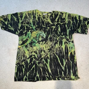 Vintage Wild Wear Iguan T-Shirt XL Batik Wickeloptik Eidechse Reptil Hergestellt in den USA - Bild 1 von 8